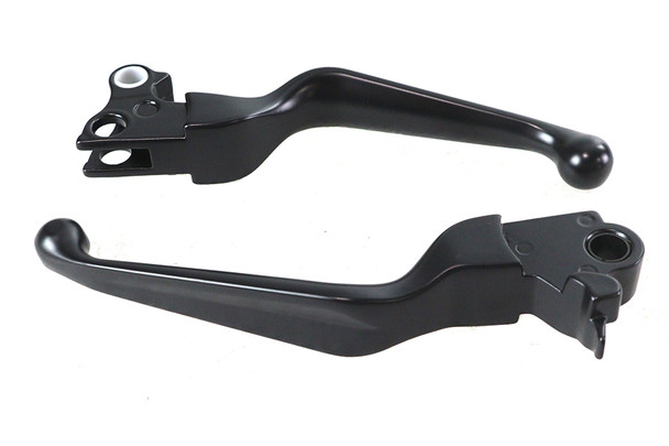 V-Twin - 26-0980 - Black Smooth Contour Hand Lever Set - Fits 2008-2014 Harley-Davidson FLST, FXD, FXST