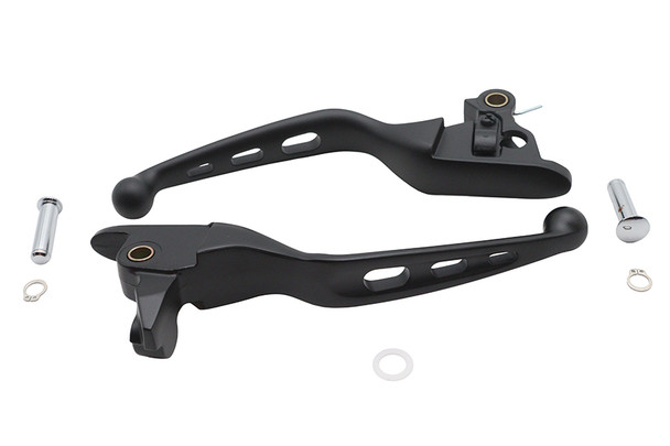 V-Twin - 26-1019 - 3 Slot Hand Lever Set Black - Fits 2021-2023 Harley-Davidson FLTRT, FLHR, FLTR, FLHX, FLHT, FLRT, FLHTCUTG