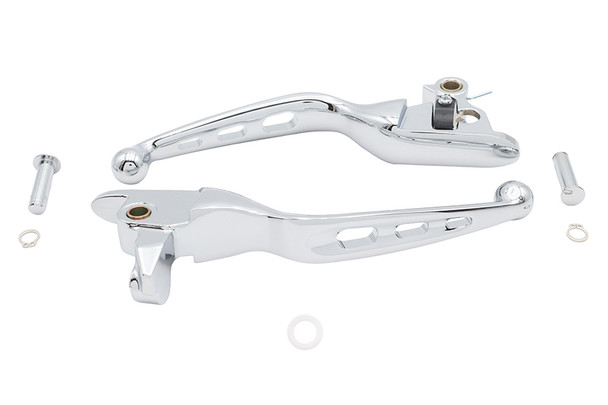 V-Twin - 26-1022 - 3 Slot Hand Lever Set Chrome