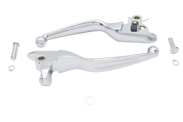 V-Twin - 26-1025 - Wide Blade Hand Lever Set Chrome - Fits 2021-2023 Harley-Davidson FLTRT, FLHR, FLTR, FLHX, FLHT, FLRT, FLHTCUTG