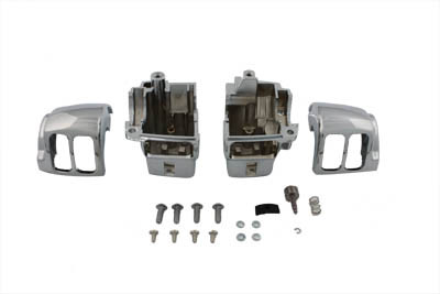 V-Twin - 26-2176 - Handlebar Switch Housing Kit Chrome - Fits 2006-2013 Harley-Davidson FLHXXX (without cruise control), 2006-2013 FLTRX (without cruise control), 1996-2013 FLHTC (without cruise control), 2006-2013 FLHX (without cruise control)