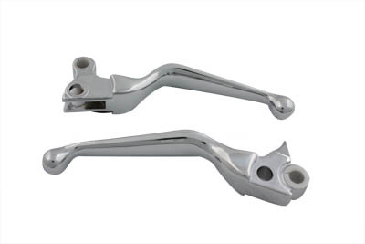 V-Twin - 26-2178 - Chrome Smooth Contour Hand Lever Set - Fits 1996-2007 Harley-Davidson FXST, FLT, FLST, 1996-2003 XL, 1996-2007 FXD