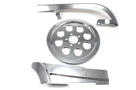 V-Twin - 27-0681 - Chrome Belt Guard Kit - Fits 2000-2005 Harley-Davidson FXD