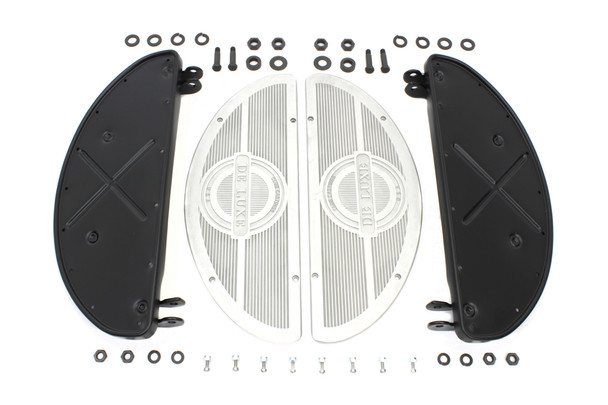 V-Twin - 27-0751 - Deluxe Half Moon Footboard Set - Fits 1941-1984 Harley-Davidson FL, 1936-1952 W