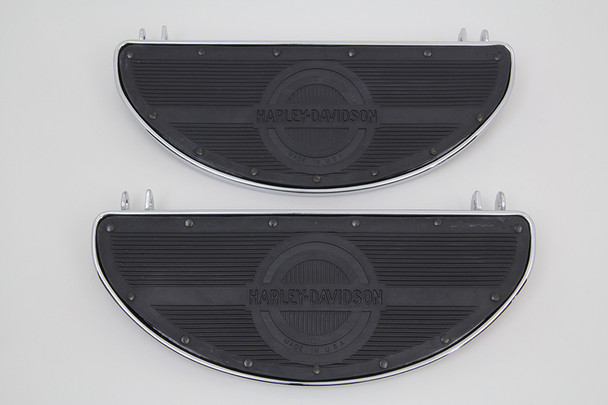 V-Twin - 27-0949 - Replica Driver Footboard Set with Logo - Fits 1940-1984 Harley-Davidson FL, 1940-1946 U, 1940-1952 W, 1941-1972 G