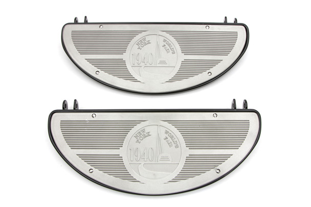 V-Twin - 27-1045 - Half Moon Footboard Set Black - Fits 1941-1952 Harley-Davidson W, 1941-1980 FL