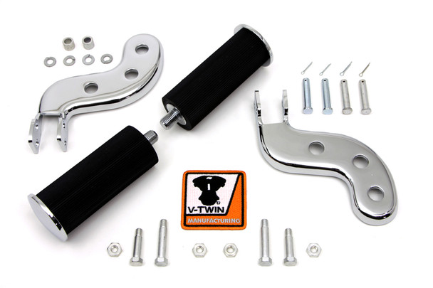 V-Twin - 27-1253 - Buddy Seat Footpeg Set Chrome - Fits 1941-1964 Harley-Davidson FL, 1940-1952 EL