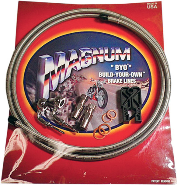 Magnum - Braided Black Stainless Steel Single Disc Brake Line Kits - Fits Harley Models