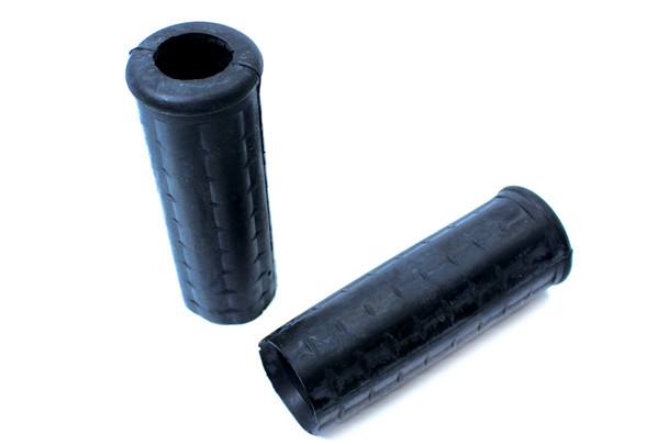 V-Twin - 28-0110 - Replica Black Waffle Grips with Plug Hole
