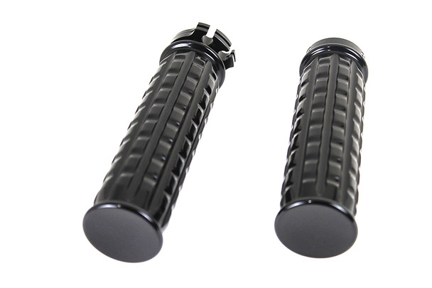 V-Twin - 28-0662 - Black Grained Style Handlebar Grip Set