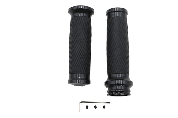 V-Twin - 28-1783 - Caliber Handlebar Grip Set Black - Fits 1996-2017 Harley-Davidson FXD, 1996-2007 FLT, 1996-2003 XL, 1996-2015 FLST, FXST