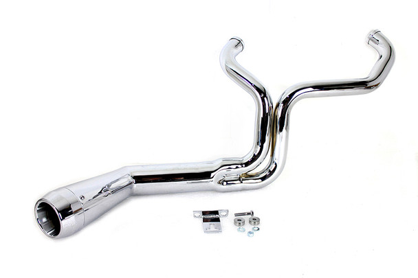 V-Twin - 29-0026 - FLT Offset Megaphone 2:1 1-3/4 inch Exhaust Chrome with Chro - Fits 2006-2016 Harley-Davidson FLT