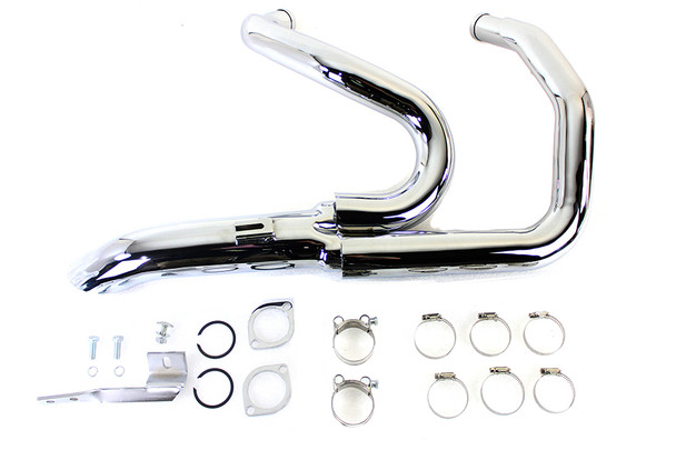 V-Twin - 29-0936 - Wyatt Gatling 1-3/4 inch 2 into 1 Exhaust Header Set Chrome