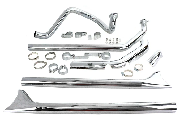 V-Twin - 29-1192 - True Dual Chrome Exhaust System - Fits 1970-1984 Harley-Davidson FL