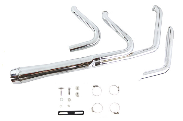V-Twin - 29-8751 - Wyatt Gatling Holeshot Exhaust Set Chrome - Fits 1985-2005 Harley-Davidson FXST