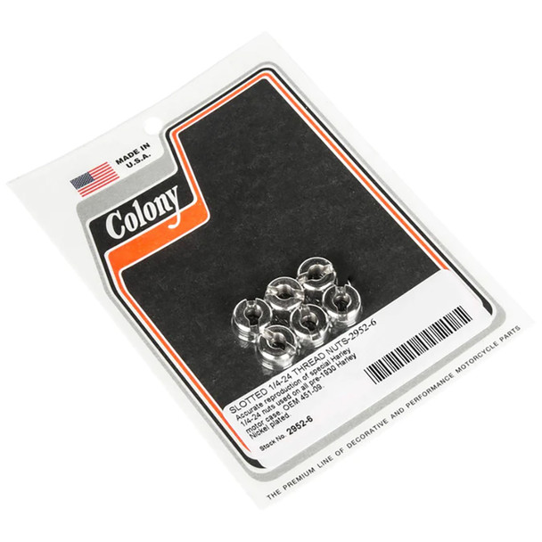 V-Twin - 2952-6 - Slotted 1/4 inch- 24 Thread Nut V-Twin - 2952-6 - Slotted 1/4 inch- 24 Thread Nut