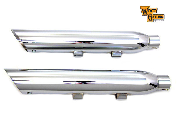 V-Twin - 30-0568 - Wyatt Gatling Chrome Slash Muffler Set
