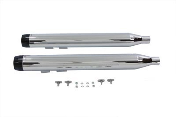 V-Twin - 30-0596 - Wyatt Gatling Muffler Set with Black End Caps