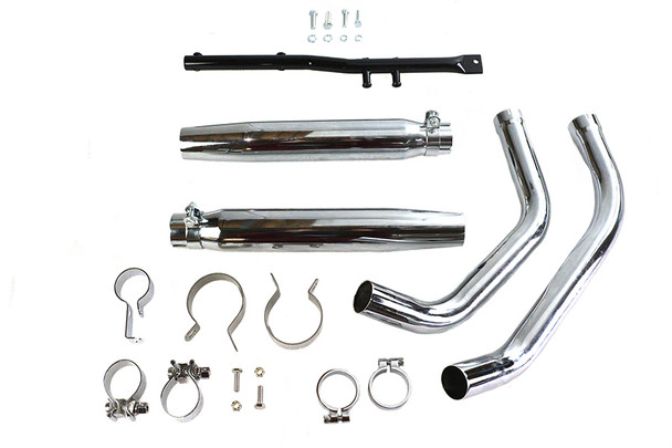 V-Twin - 30-0616 - Tapered Muffler Exhaust Kit Chrome - Fits 1957-1978 Harley-Davidson XLCH, XLH