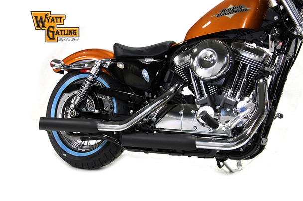V-Twin - 30-0767 - Wyatt Gatling Black Side Slash Muffler Set