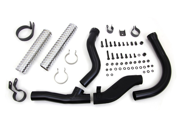 V-Twin - 30-0802 - Black Replica Panhead Exhaust Header Kit - Fits 1948-1957 Harley-Davidson FL