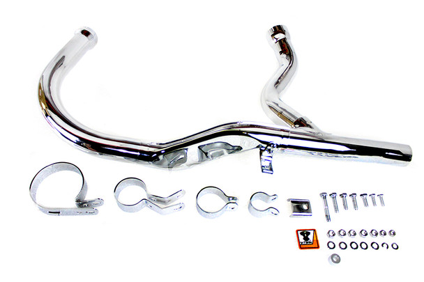 V-Twin - 30-0806 - Panhead Exhaust Header Kit Chrome - Fits 1948-1952 Harley-Davidson EL, 1948-1957 FL