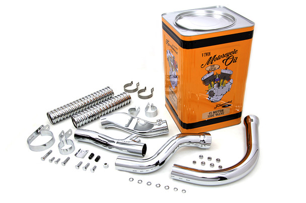 V-Twin - 30-0819 - Chrome Panhead Exhaust Header Kit - Fits 1948-1957 Harley-Davidson FL