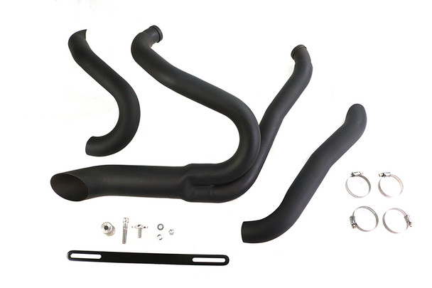 V-Twin - 30-0836 - Black Wyatt Gatling 2 into 1 Exhaust Pipe Header Kit