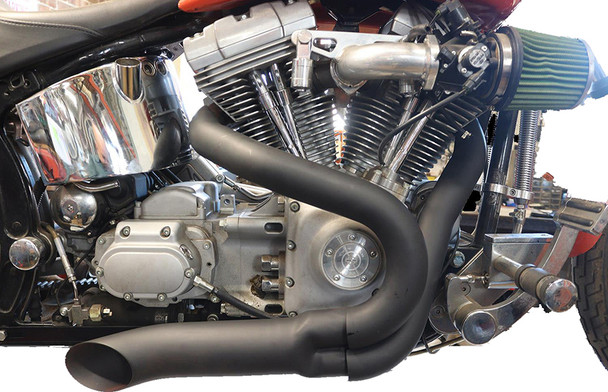 V-Twin - 30-0838 - Black Wyatt Gatling 2 into 1 Exhaust Pipe Header Kit