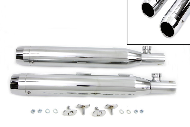 V-Twin - 30-1281 - Chrome Slip On Muffler Set With Chrome Tips