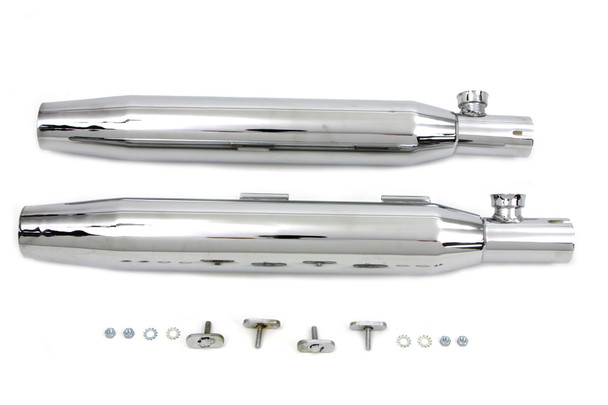 V-Twin - 30-1284 - Chrome Slip On Muffler Set - Fits 2007-2017 Harley-Davidson FXST