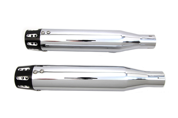 V-Twin - 30-1614 - Chrome Tapered Revolver Tip Muffler Set - Fits 2014-2017 Harley-Davidson XL