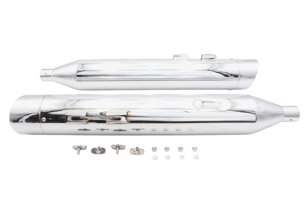 V-Twin - 30-1906 - Wyatt Gatling Muffler Set Chrome with Chrome Slash Up Tips