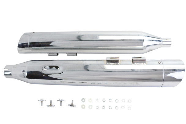 V-Twin - 30-1907 - Wyatt Gatling Muffler Set Chrome with Chrome Slash Up Tips