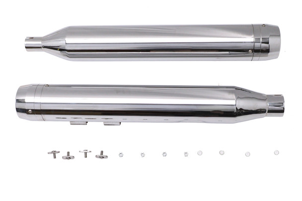 V-Twin - 30-1913 - Wyatt Gatling Muffler Set Chrome with Chrome Rocket Booster
