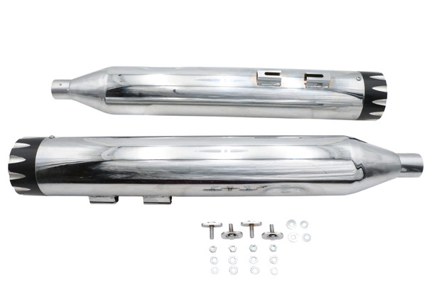 V-Twin - 30-1916 - Wyatt Gatling Muffler Set Chrome With Black Revolver Tips
