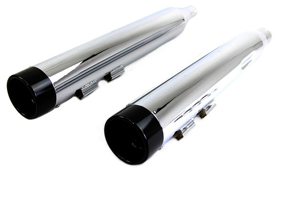 V-Twin - 30-4010 - Wyatt Gatling Muffler Set Chrome with Black Stub Nose Tip V-Twin - 30-4010 - Wyatt Gatling Muffler Set Chrome with Black Stub Nose Tip