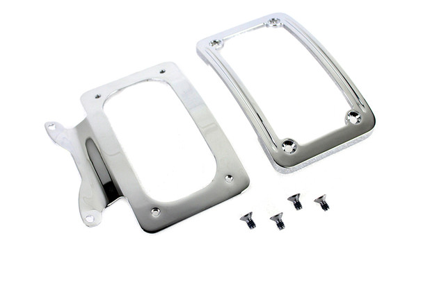 V-Twin - 31-0018 - Curved License Plate with Frame Chrome