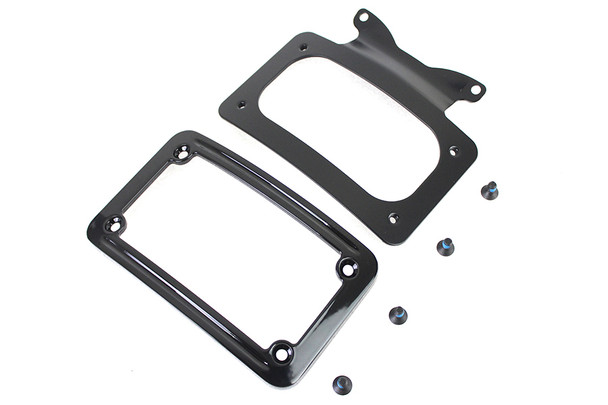 V-Twin - 31-0019 - Curved License Plate with Frame Black