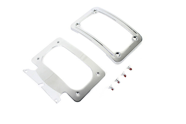V-Twin - 31-0020 - Curved License Plate with Frame Chrome
