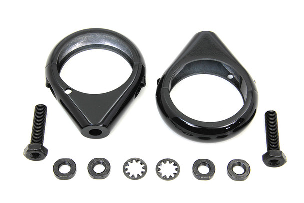 V-Twin - 31-0092 - Black Turn Signal Clamp Kit 49mm Forks
