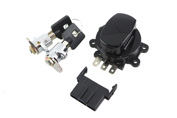 V-Twin - 32-1447 - Side Hinge Ignition Switch and Saddlebag Lock Kit Black