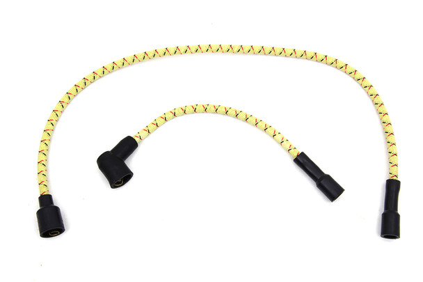 V-Twin - 32-7343 - Sumax Yellow with Black & Red Tracer 7mm Spark Plug Wire Set