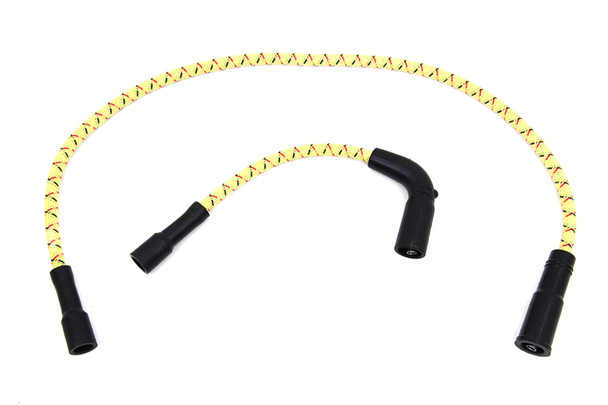 V-Twin - 32-7361 - Sumax Yellow with Black & Red Tracer 7mm Spark Plug Wire Set