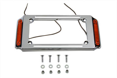 V-Twin - 33-0323 - License Plate Frame Chrome with Side Lights