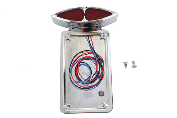 V-Twin - 33-0490 - Chrome Billet LED Tail Lamp and License Plate Vertical Side