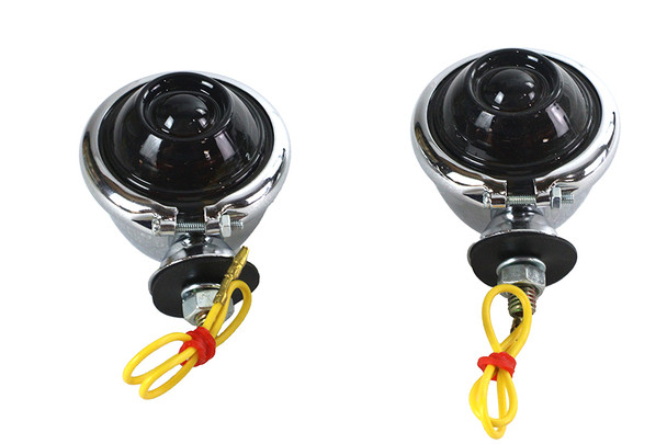 V-Twin - 33-1126 - Chrome Turn Signal Set Bullet with Smoked Lens