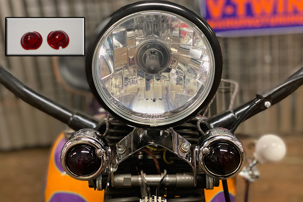 V-Twin - 33-1224 - Replica Marker Lamp Lens Glass Bullet Style Red