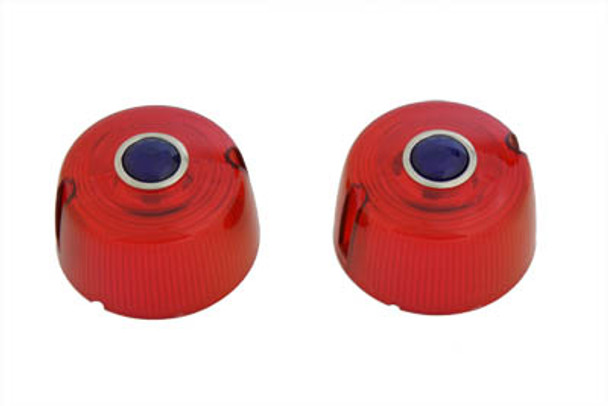 V-Twin - 33-1236 - Turn Signal Lens Set Red with Blue Dot
