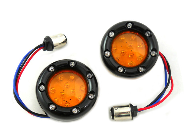 V-Twin - 33-1340 - Black LED Turn Signal Bezel with Amber Lens
